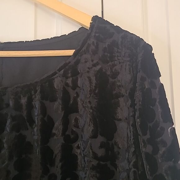 Talbots RSVP Black Velvet Floral Burnout Lined Blouse Tunic Top Size 2X - Picture 5 of 14